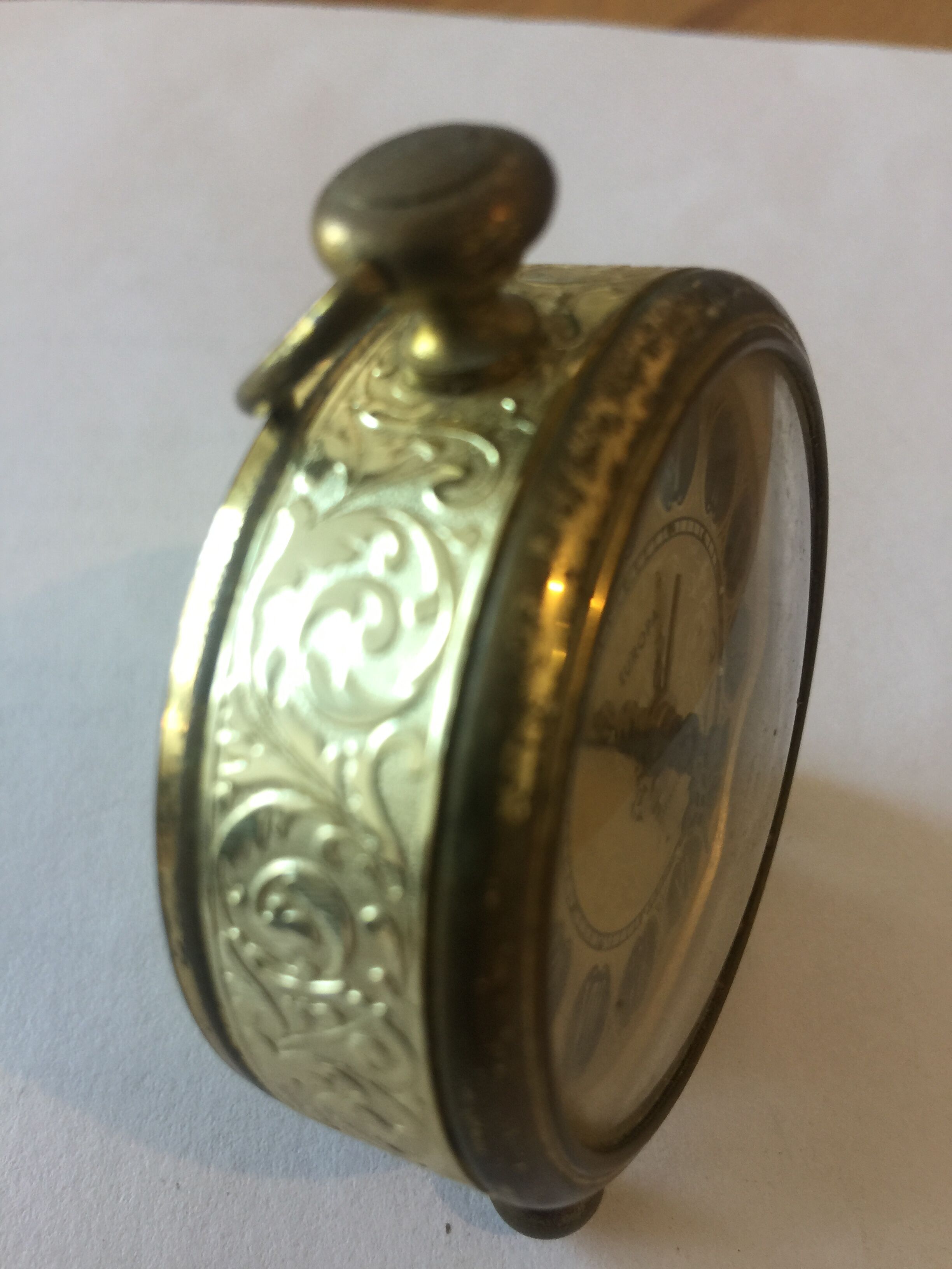 Vintage Europa alarm clock in brass year 1960