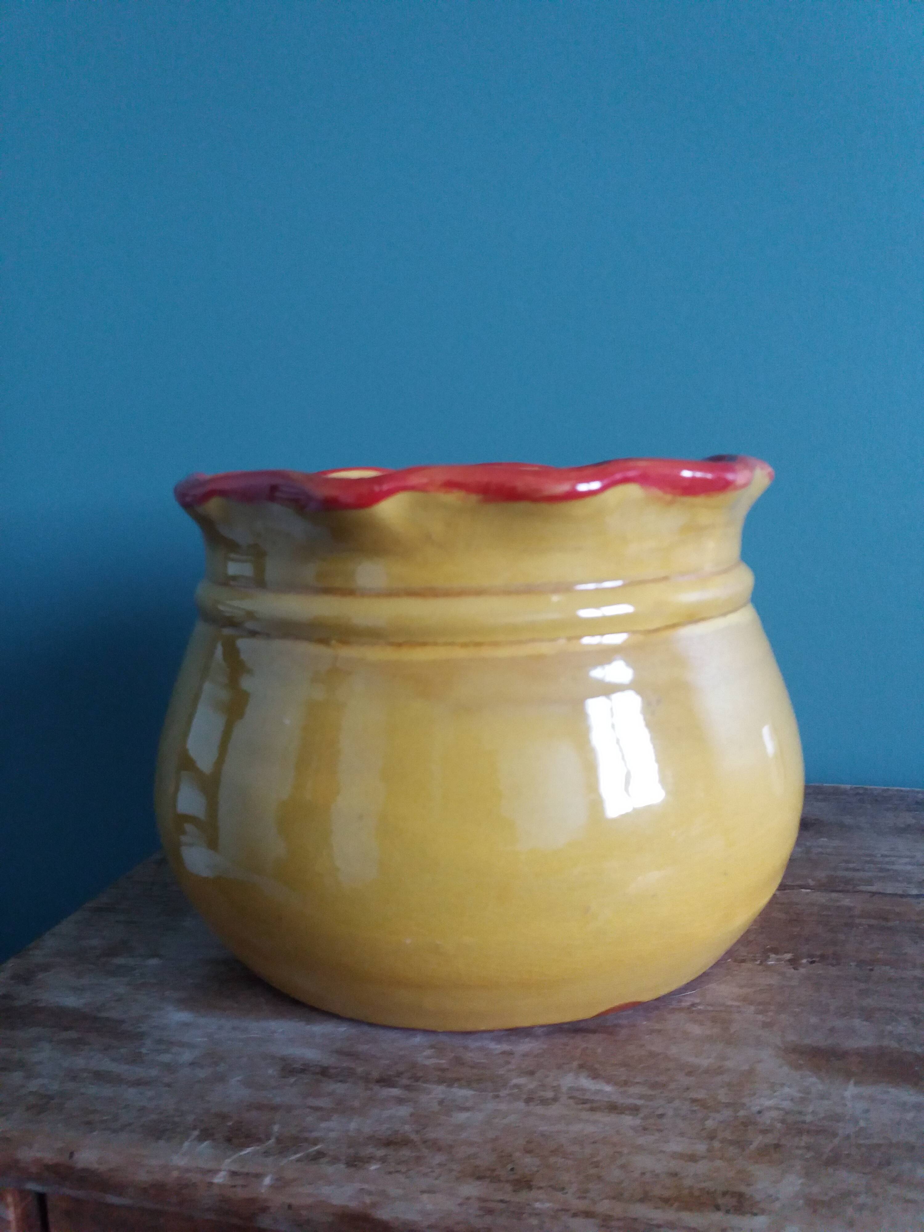 Planter, glazed terracotta flower pot, Provençal pottery