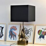 Exotic flower table lamp in solid brass