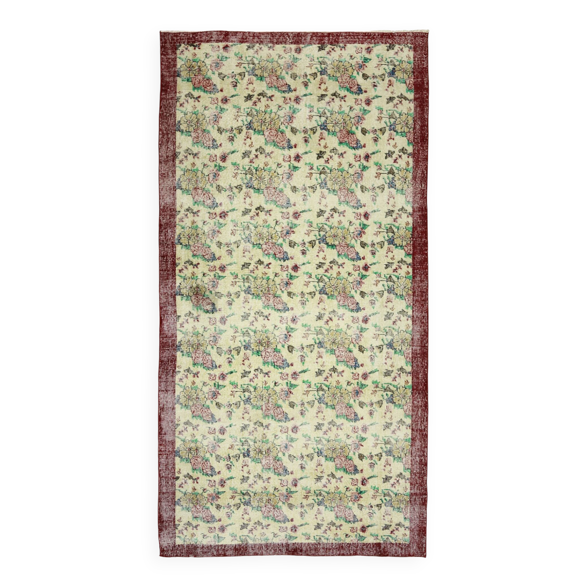 One-of-a-kind turkish handwoven vintage rug - rustic vintage charm 296x 150 cm