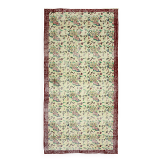 Tapis vintage turc tissé à la main unique en son genre - charme vintage rustique 296x 150 cm