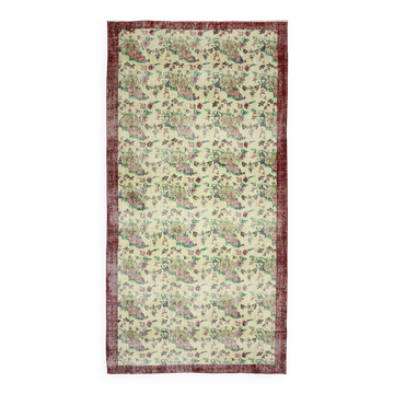 Tapis vintage turc tissé à la main unique en son genre - charme vintage rustique 296x 150 cm