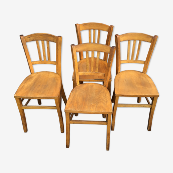 Set de 4 chaises bistrot vintage genre Baumann 1960s