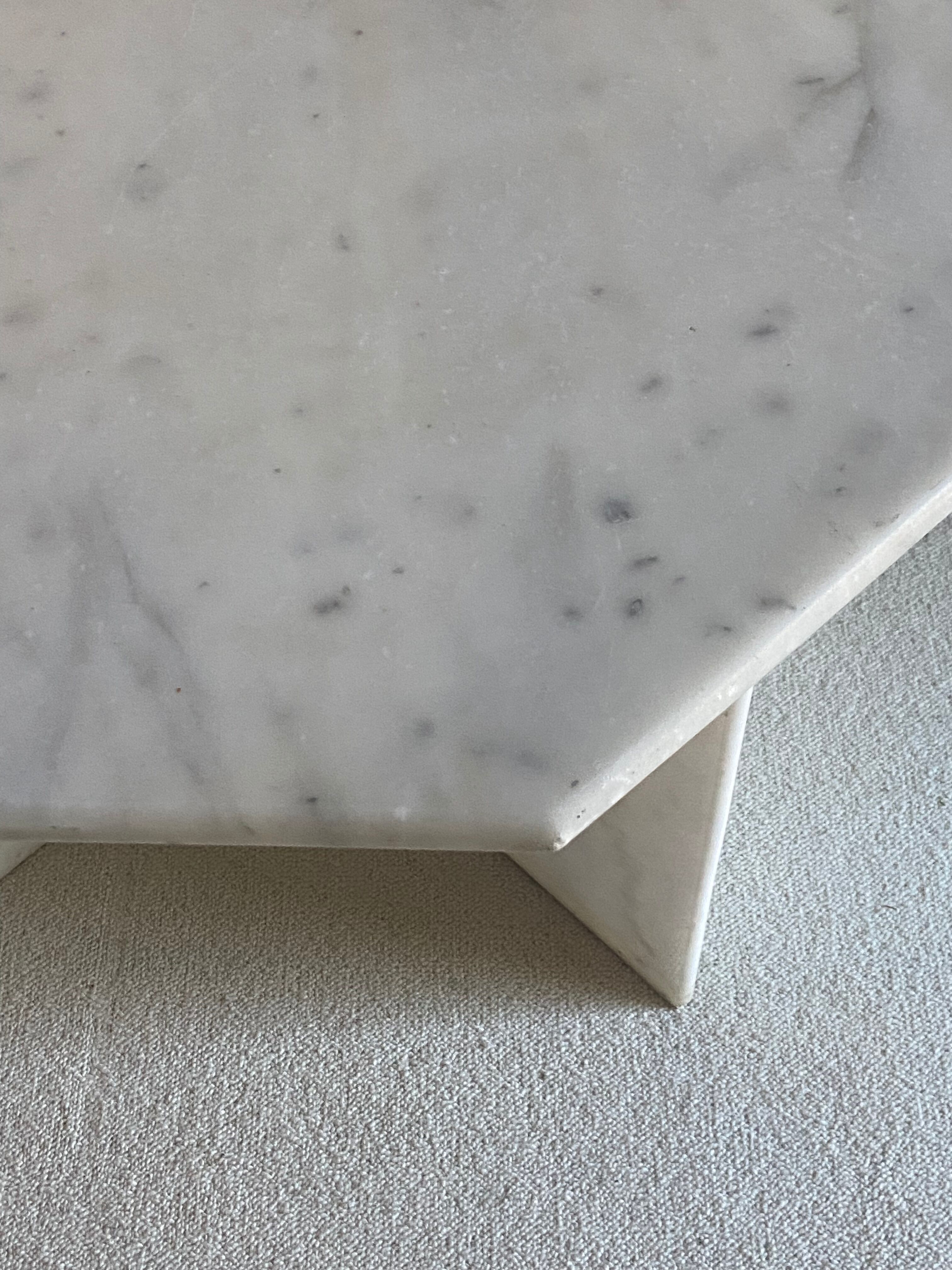 Dining table, hexagonal marble console c.1970