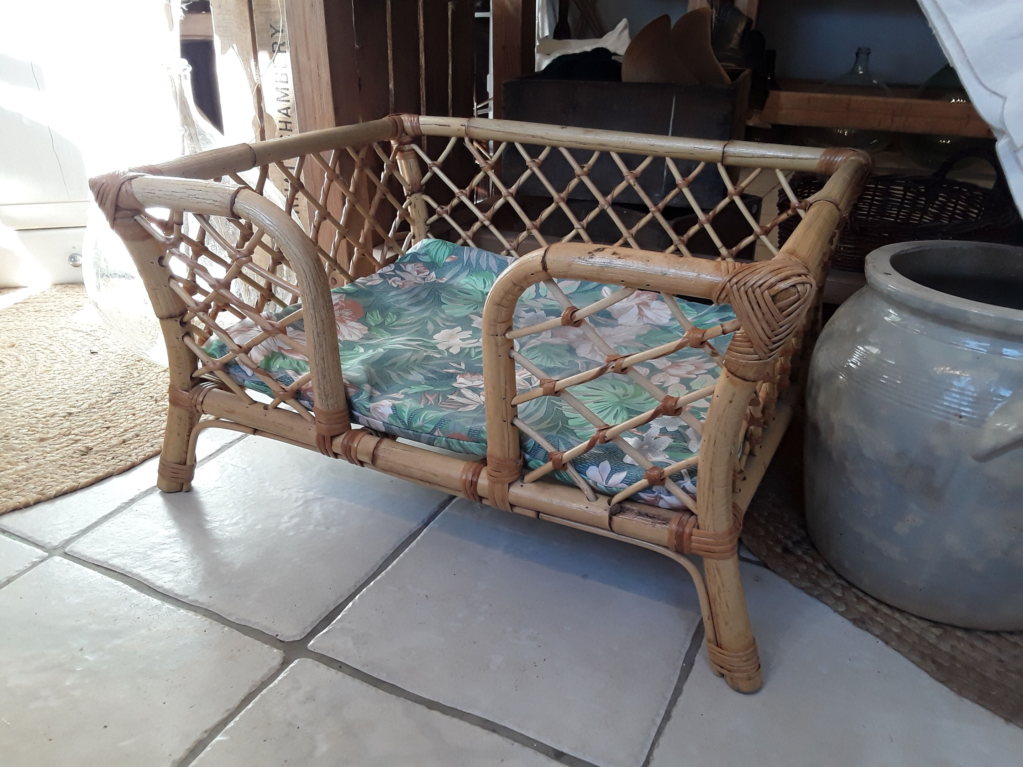 Rattan dog basket