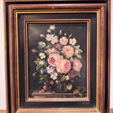 Oil on canvas by Henri Bonhotal - floral still life