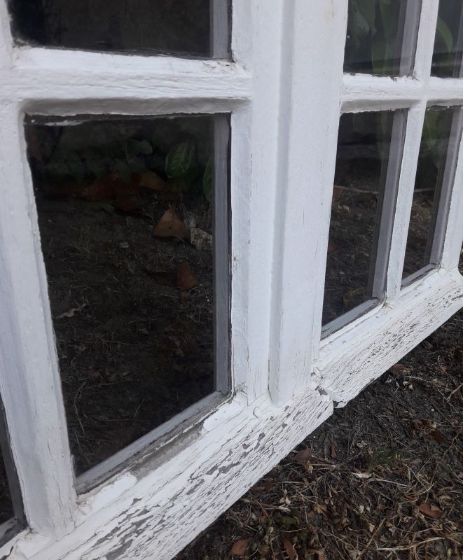 Oak window H96,8xL80,5cm old small tiles