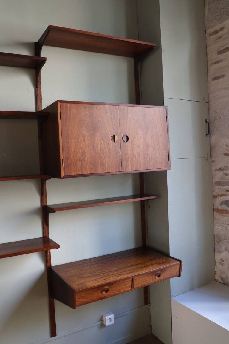 Modular rosewood wall bookcase by Thygesen and Sorensen for Hg Furniture, 1960