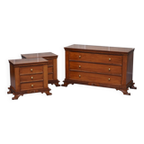 Set of hardwood dressers with finely carved bases.