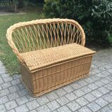 Toy box bench vintage rattan