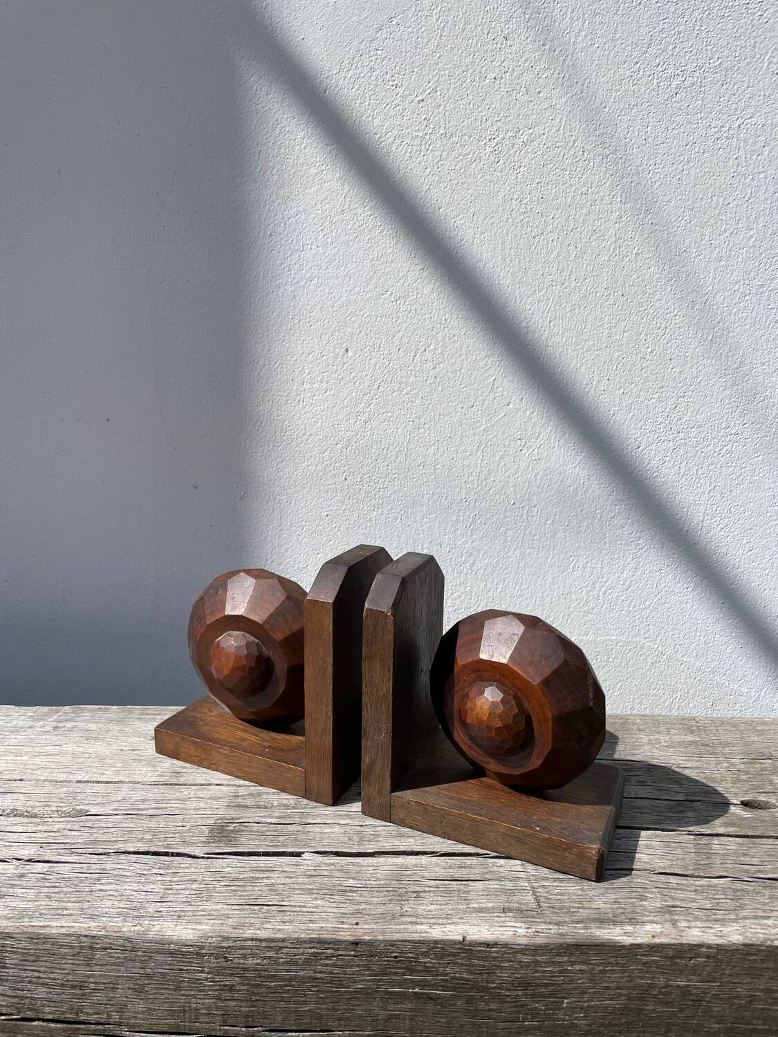 Art Deco wooden bookends