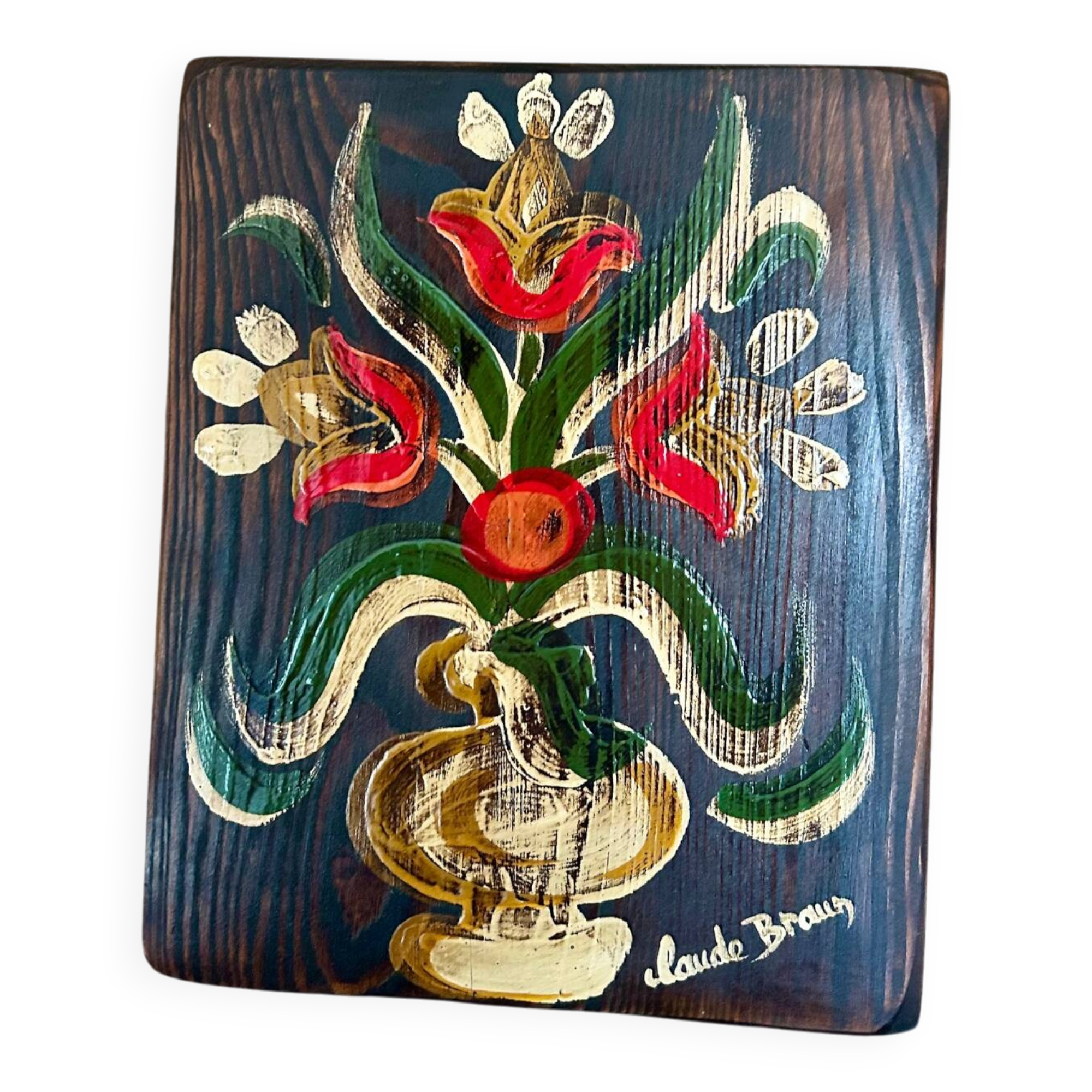 Wood painting signed, origin Alsace.