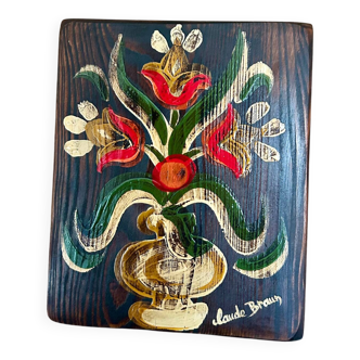 Wood painting signed, origin Alsace.