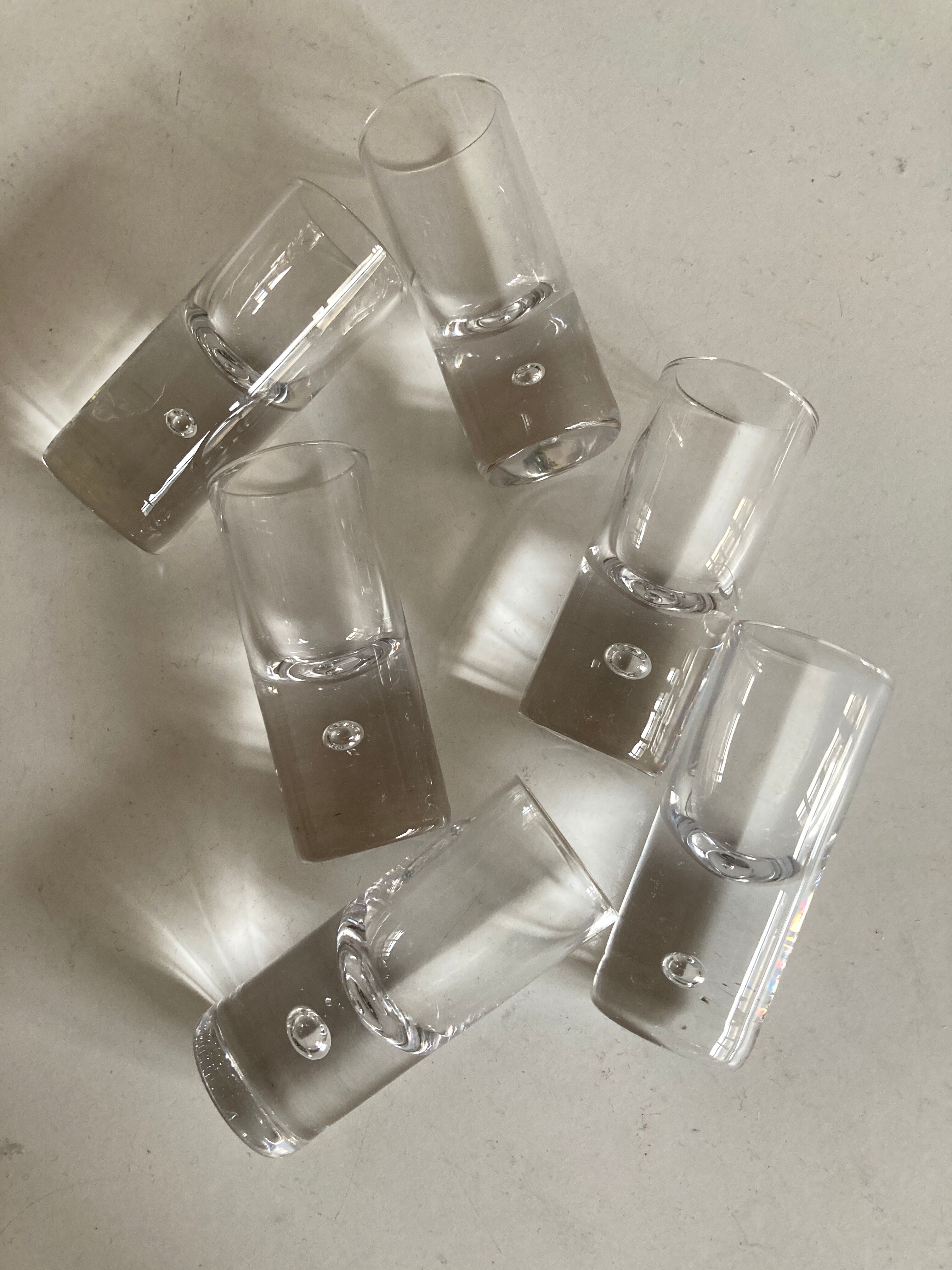 Set of 6 glasses shots Scandinavian bubble blown