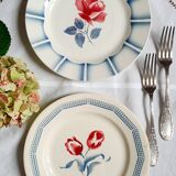 Old flat plates mismatched in earthenware