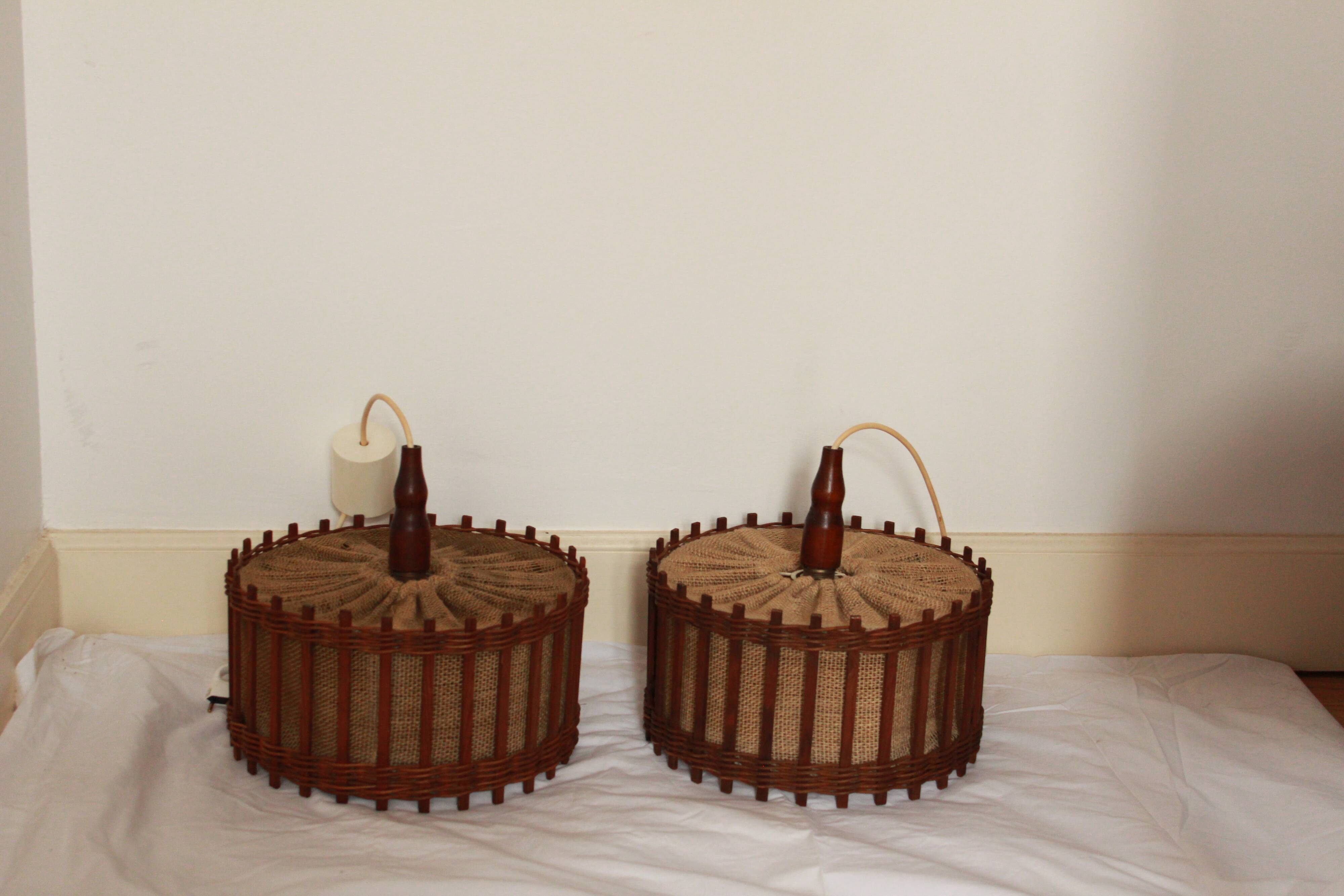 Pair of rattan suspensions