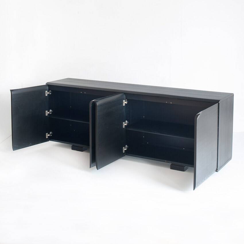 Vintage minimalist sideboard. Solid oak wood. Mid 90s.