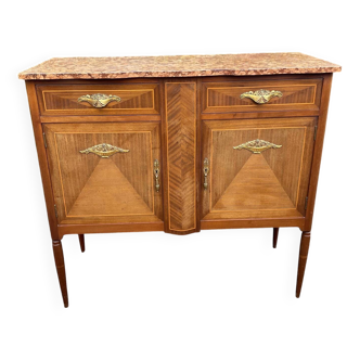 Marquetry and marble sideboard