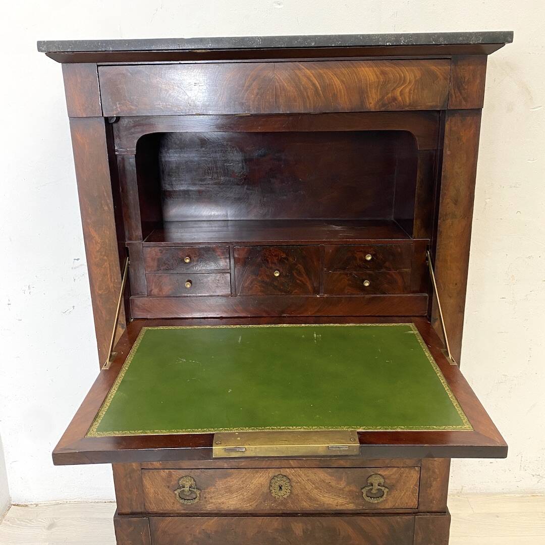 19th century mahogany and mahogany veneer secretary