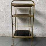 Small rolling trolley in brass and black plastic