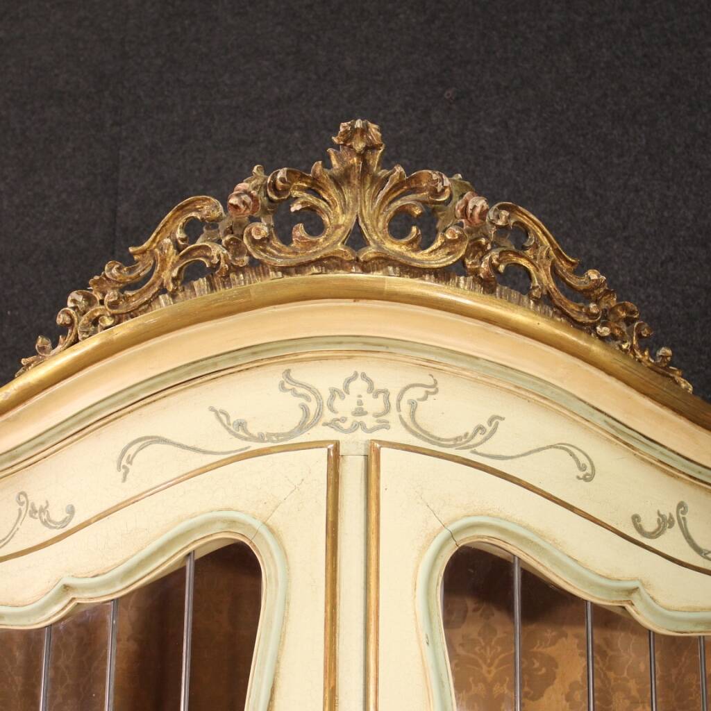 Lacquered, gilded and painted Venetian corner cabinet