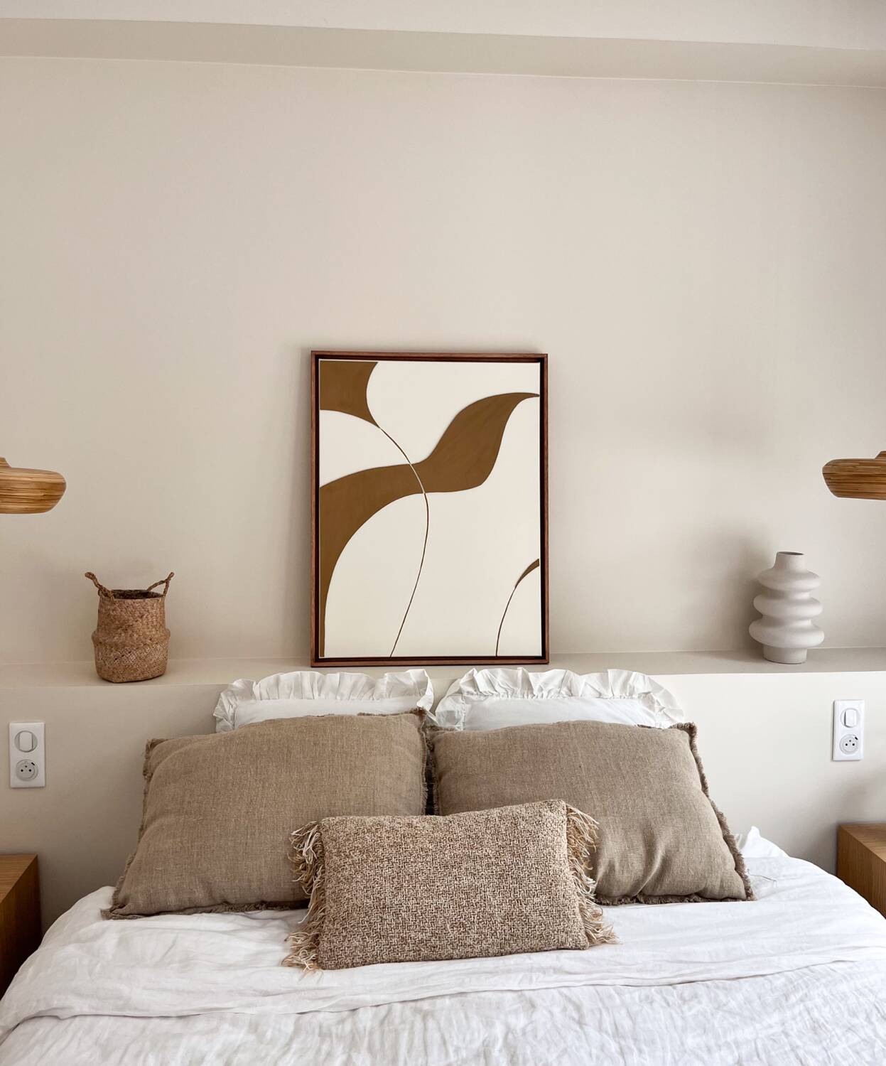 Cream and camel relief table.