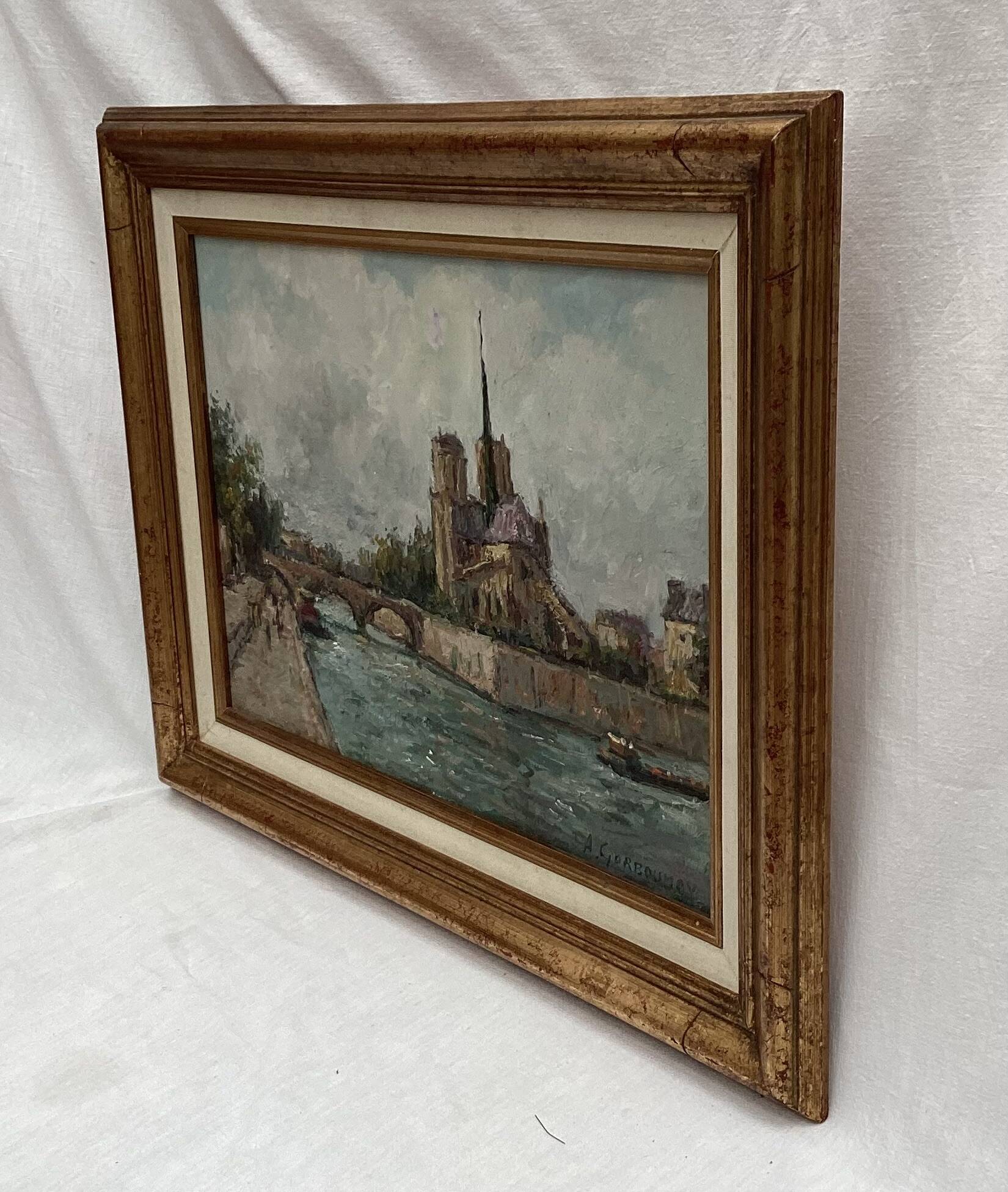 Painting Oil on canvas signed -Paris— dimensions: height -48cm- width -60cm-