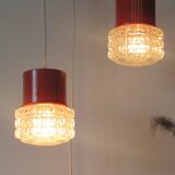 Orange suspension 70's glass 3-globe