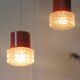Suspension orange et verre 1970 à 3 globes
