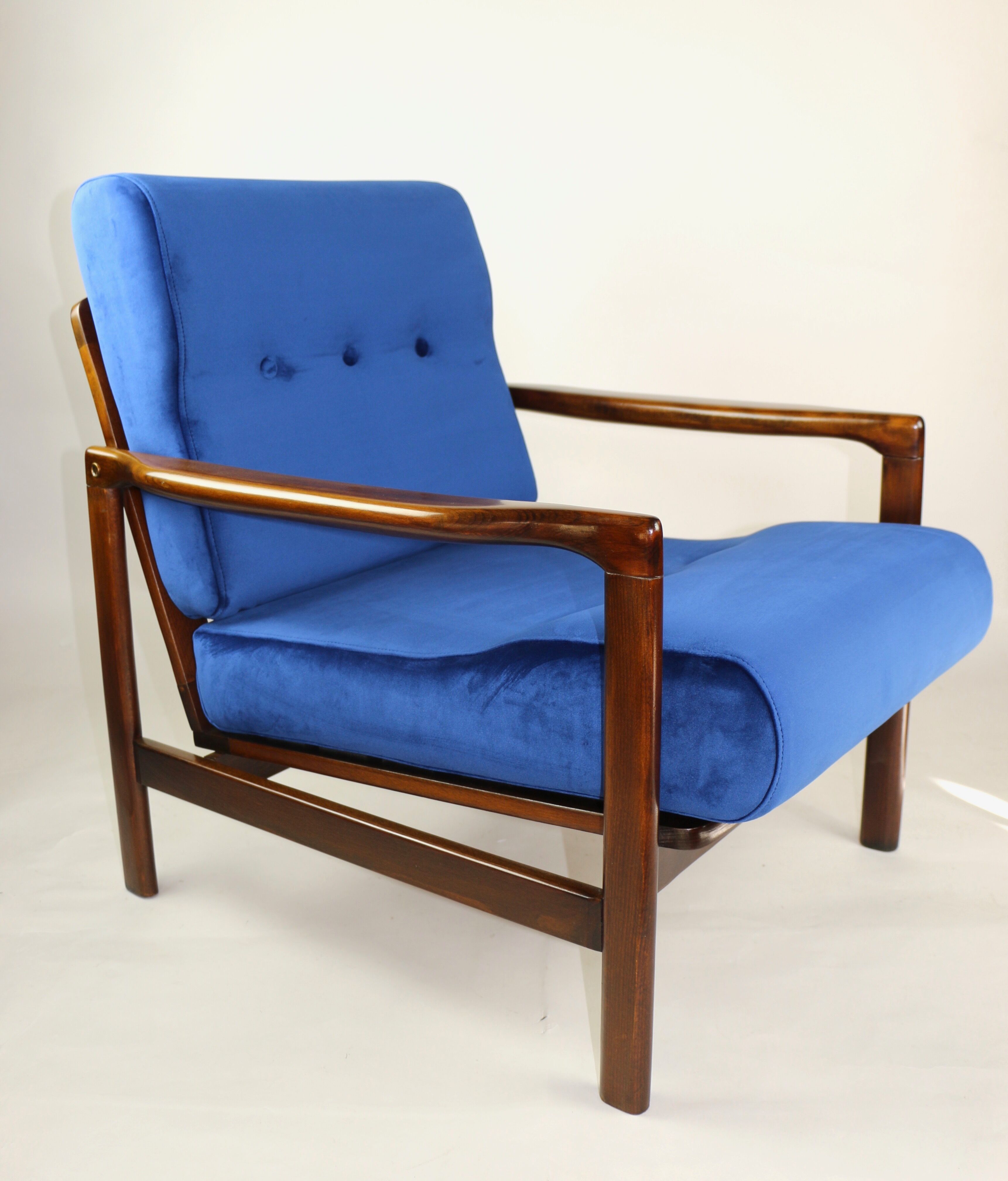 Fauteuil bleu vintage de 1970 design par Z.Baczyk