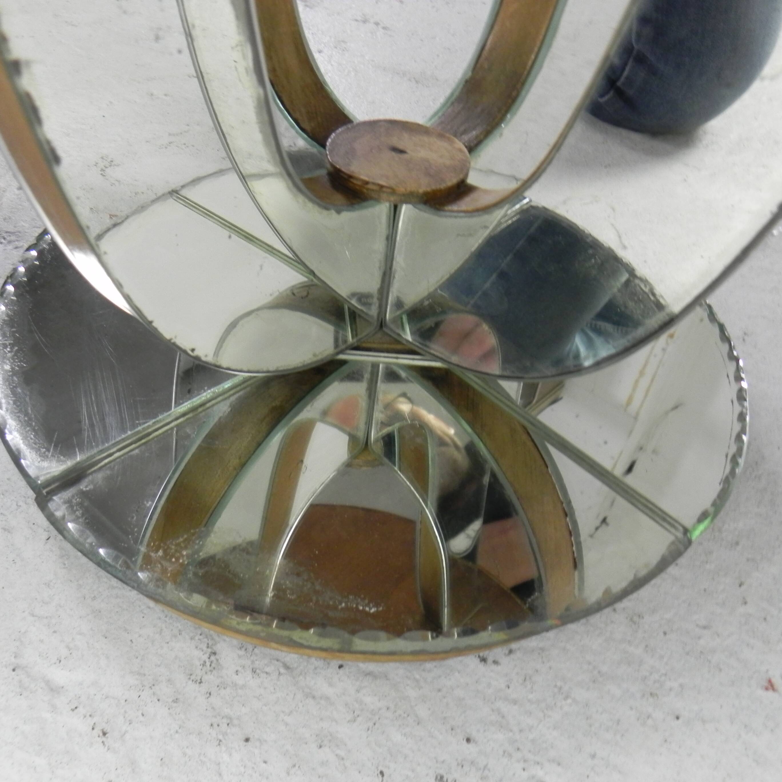 Art Deco coffee table, side table, with mirror glass and walnut veneer, 1930s