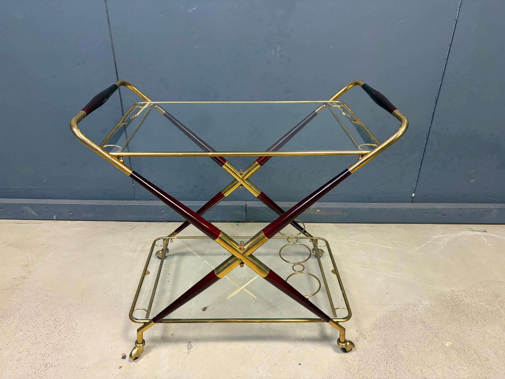 Vintage Italian serving trolley by Cesare Lacca, 1950s