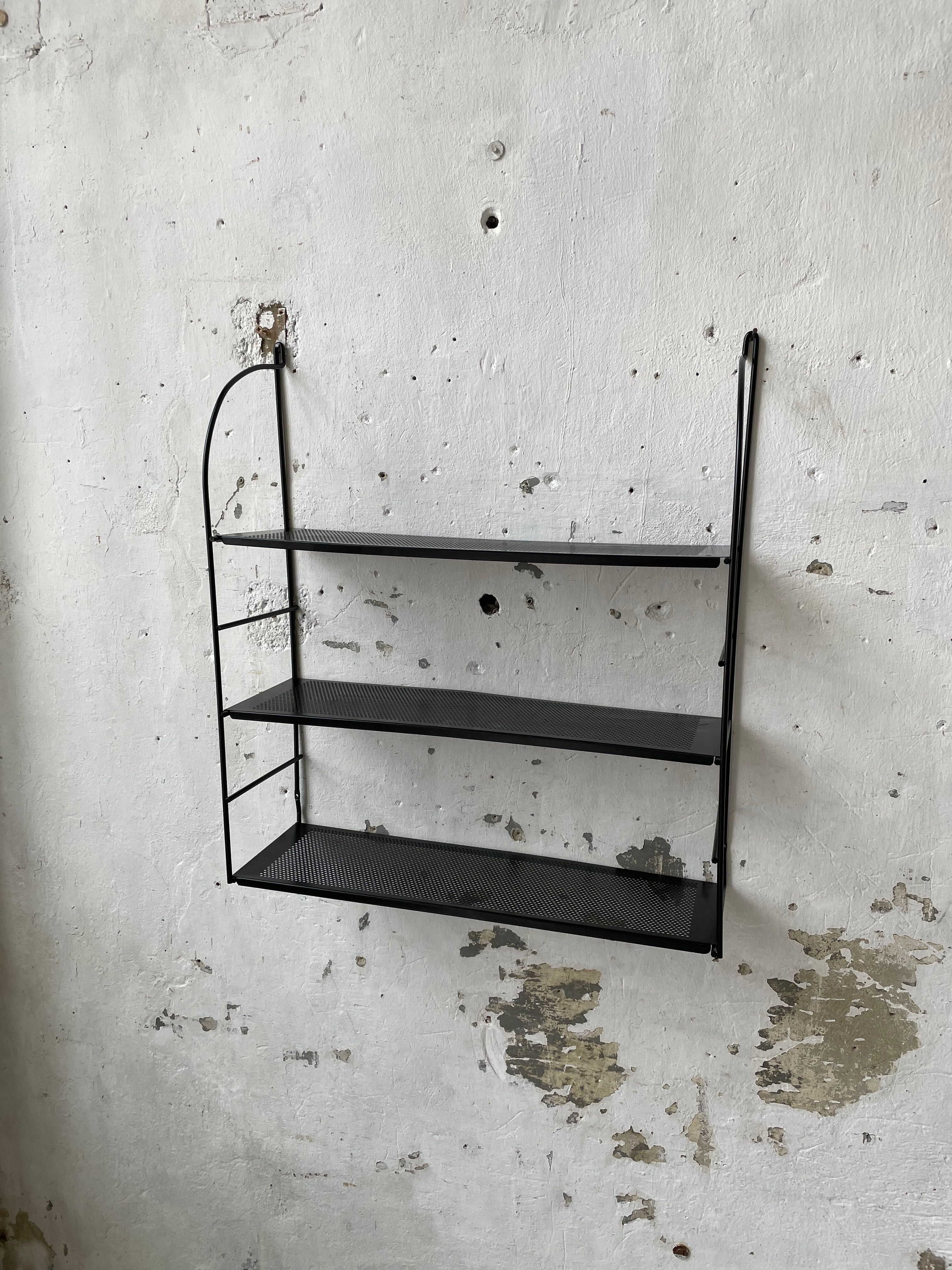 Black metal string shelf