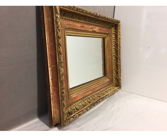 Miroir cadre ancien dit barbizon fin 1800 mouluré bois doré feuilles d'or  art | Selency