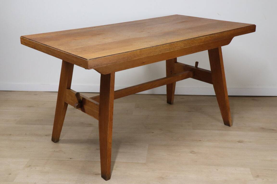 Oak dining table by René Gabriel, 1950