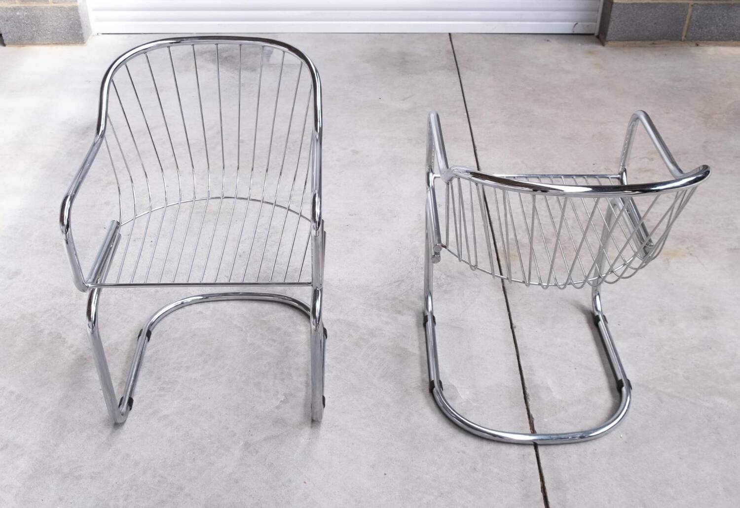 Pair of vintage Rinaldi style chrome chairs