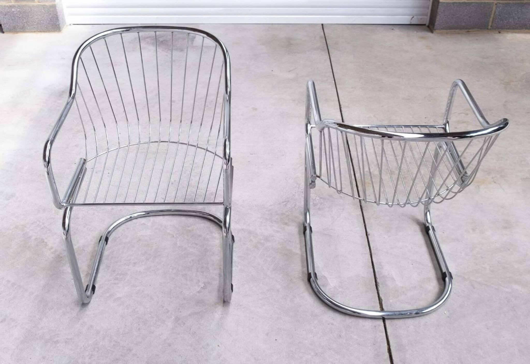Pair of vintage chrome chairs in Rinaldi style