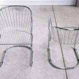 Pair of vintage chrome chairs style Rinaldi