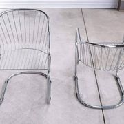 Pair of vintage chrome chairs in Rinaldi style