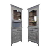 Pair of re-edged corner cabinets