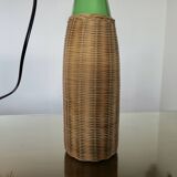 Rattan and glass "bottle" lamp from the 60s and 70s
