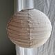 Average suspension in rattan and natural linen, round Japanese style, pink D40.