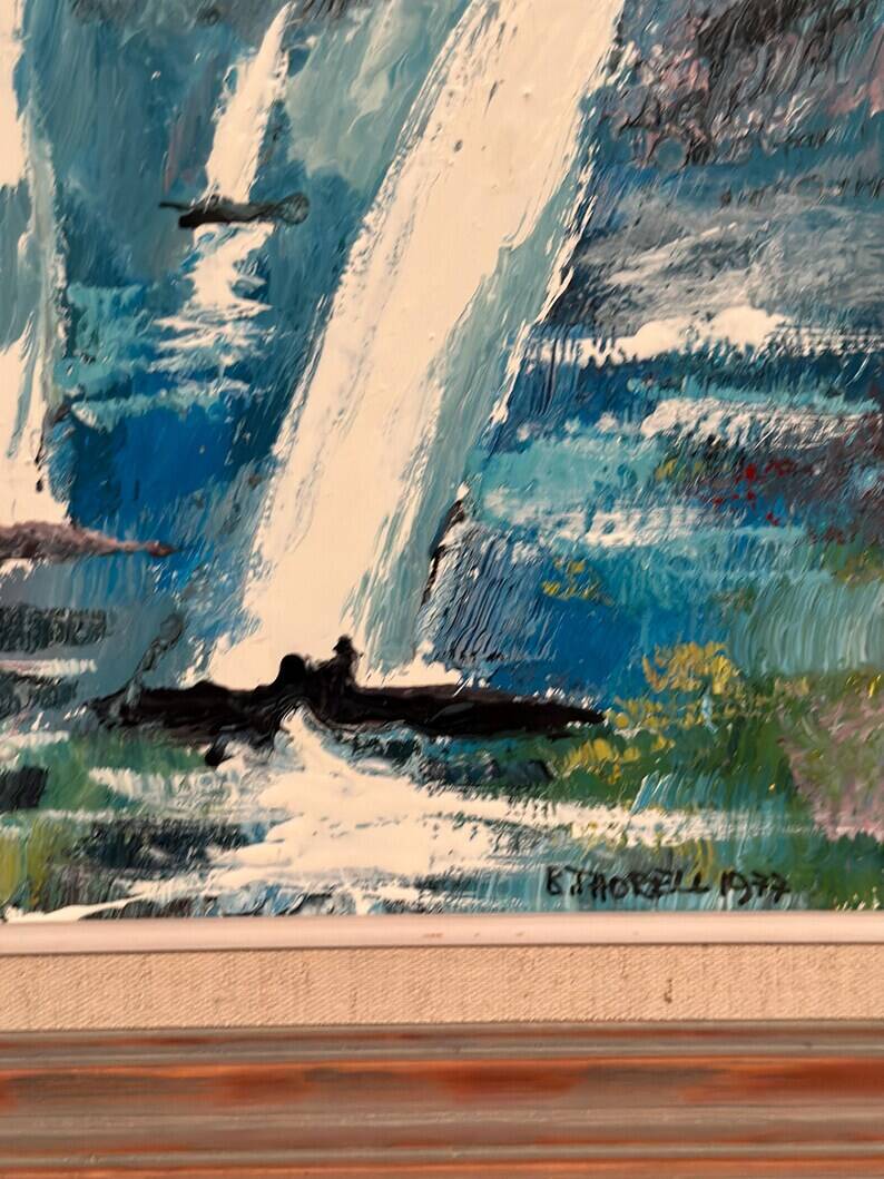 Original Swedish Oil on Panel – “Sailboats” by Bertil Thorell,  Signed