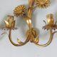 Series of 3 flower appliques "sunflowers" in 70s gold metal