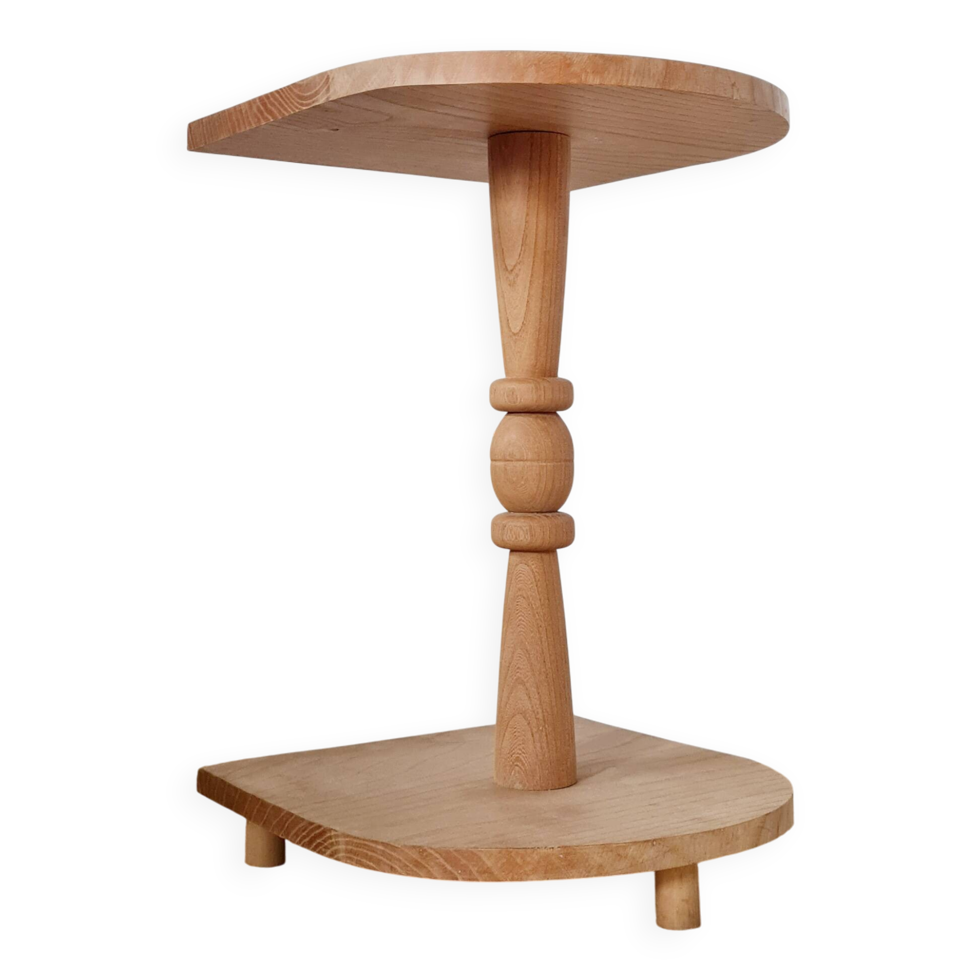 Brutalist side table in raw wood