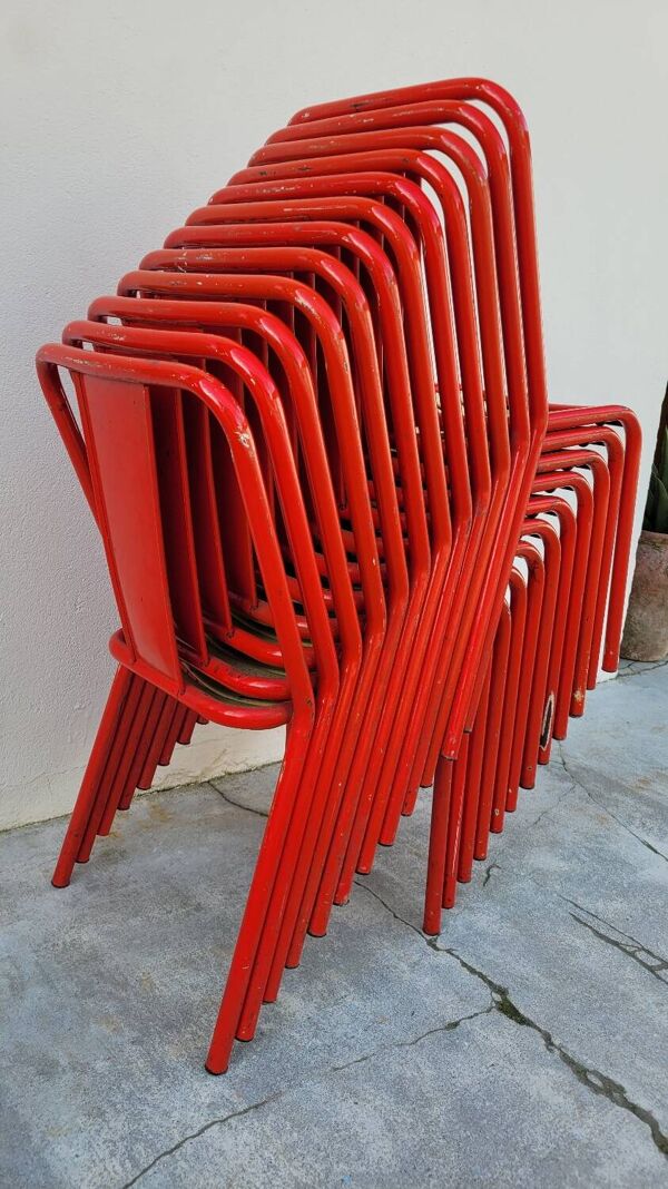 Série de 12 chaises de bistrot Tolix de Xavier Pauchard modèle T4 - 1950s