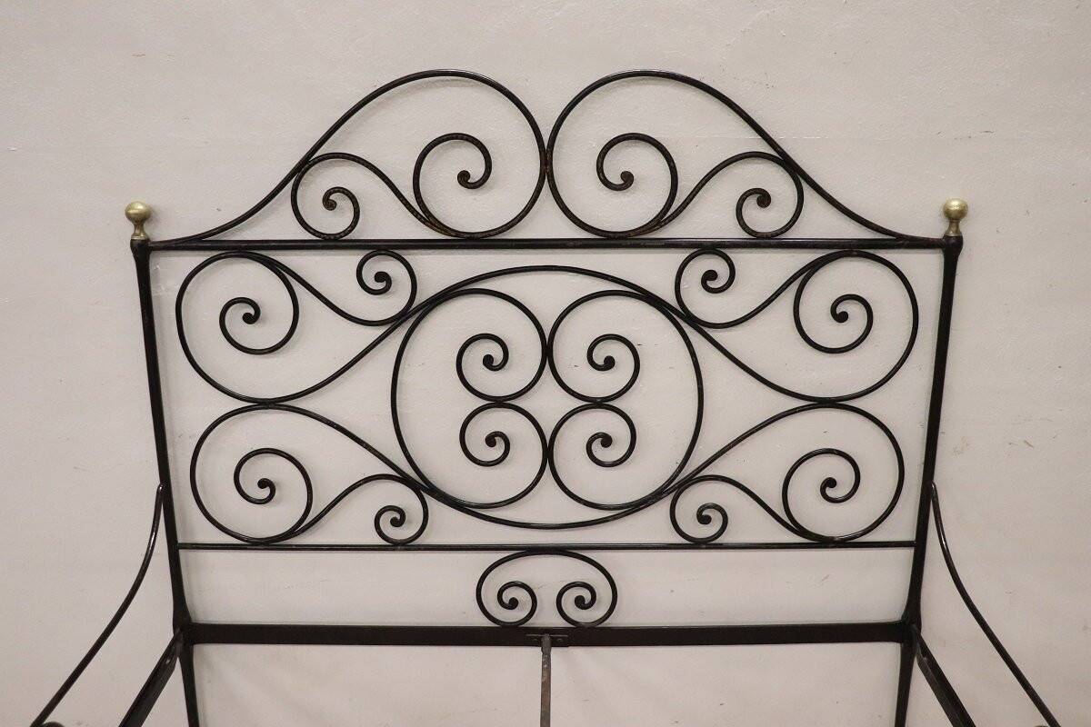 Antique wrought iron double bed, Italy 19th century