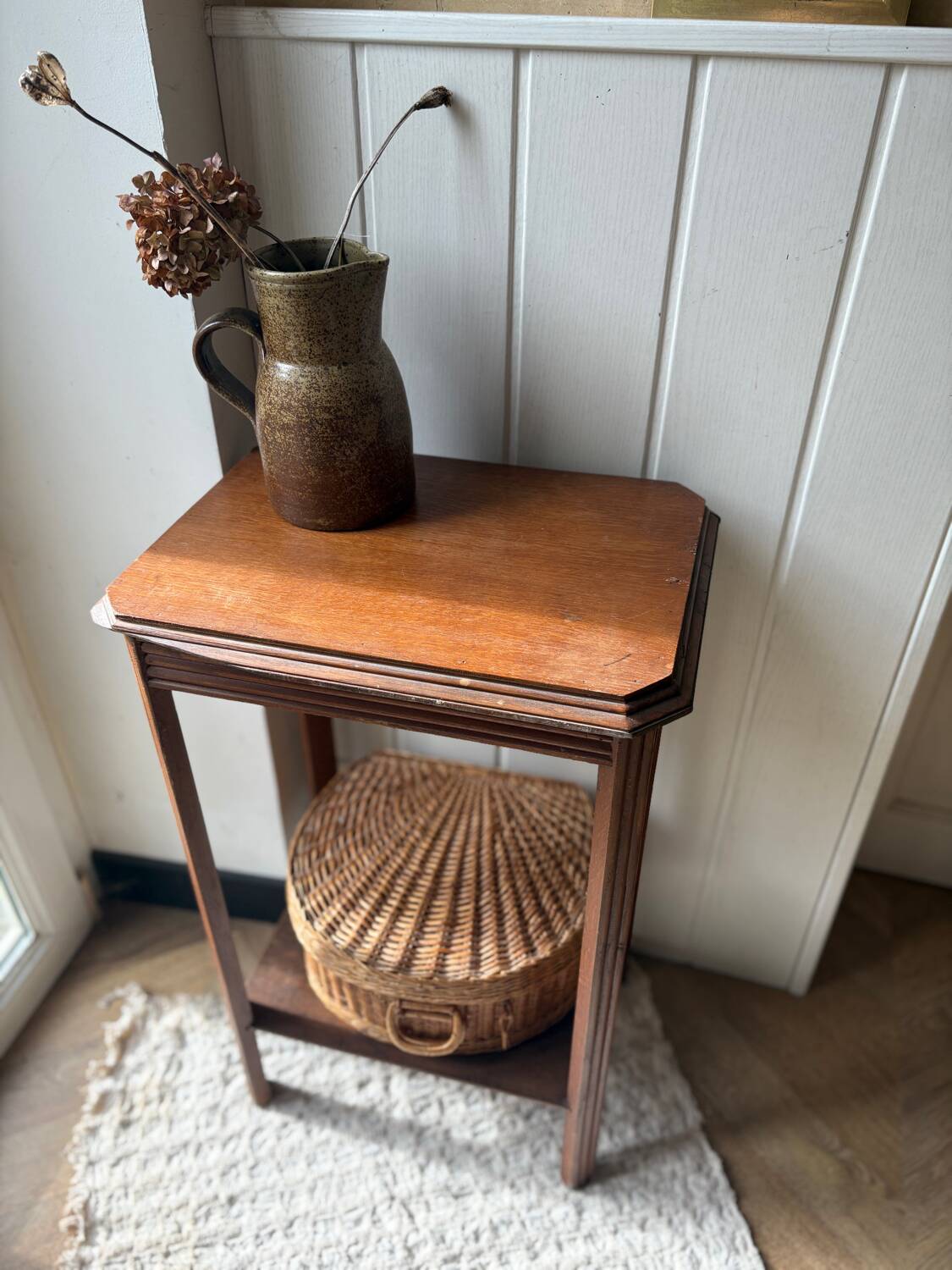 Art Deco bedside table in solid wood
