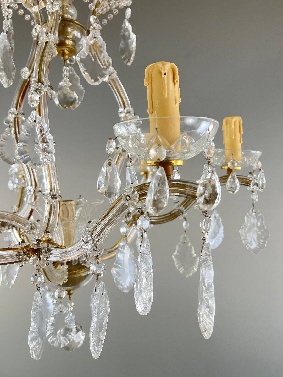 Crystal and brass chandelier, early 20th century