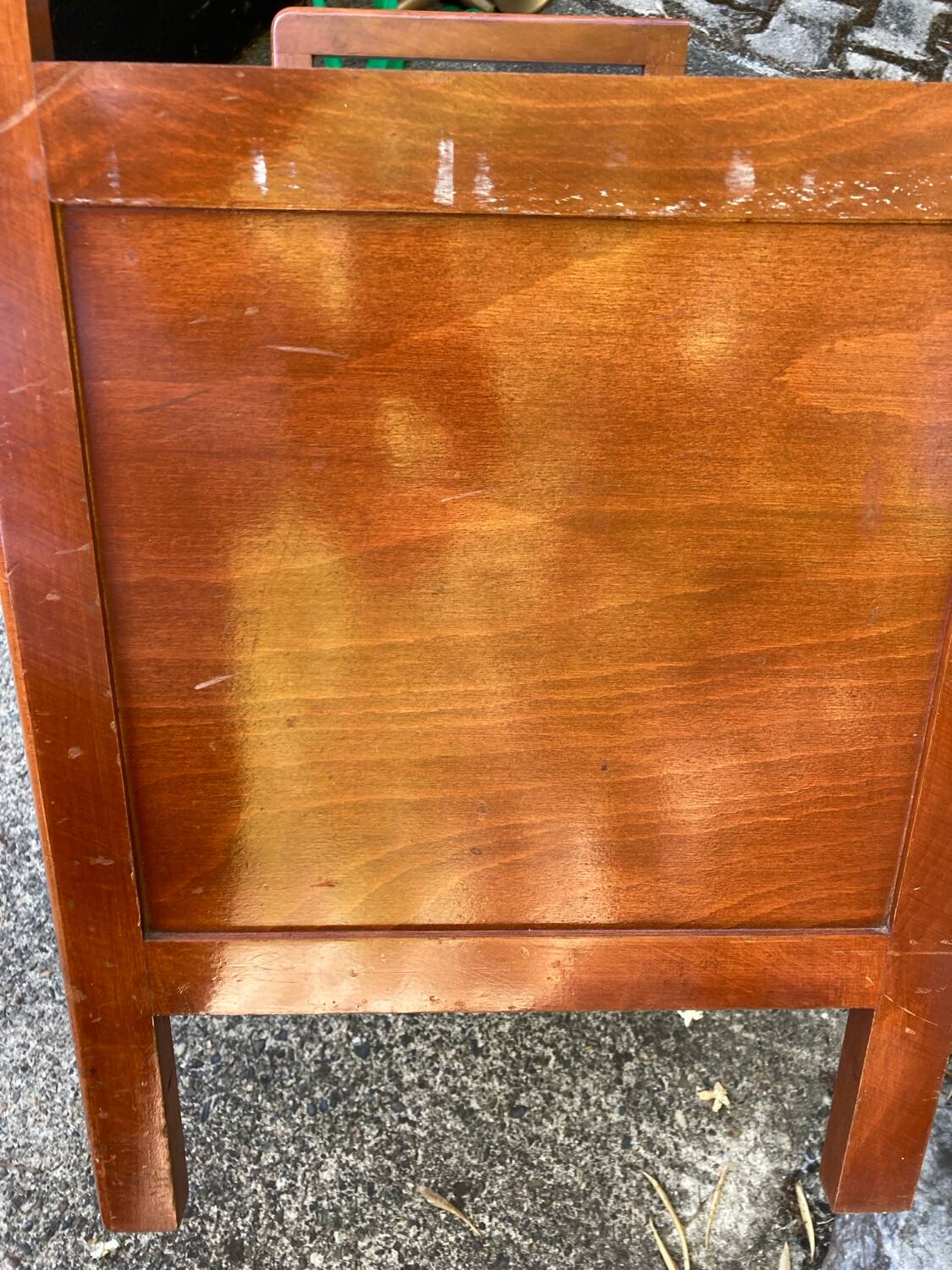 Vintage wood and rattan chest bench